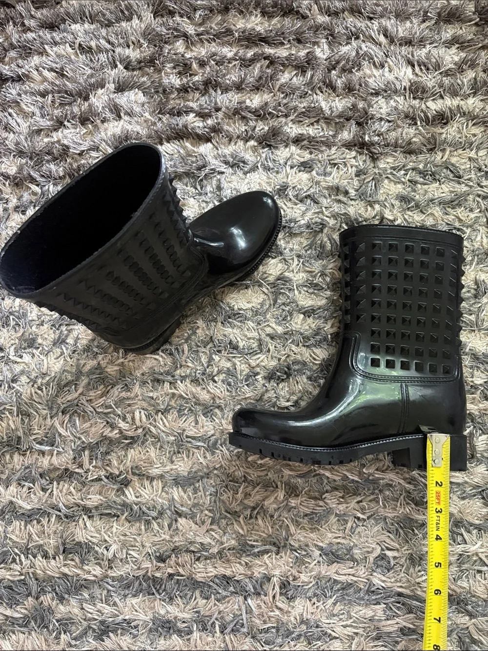 Black Studded Mid-Calf Rain Boots US Women’s 6